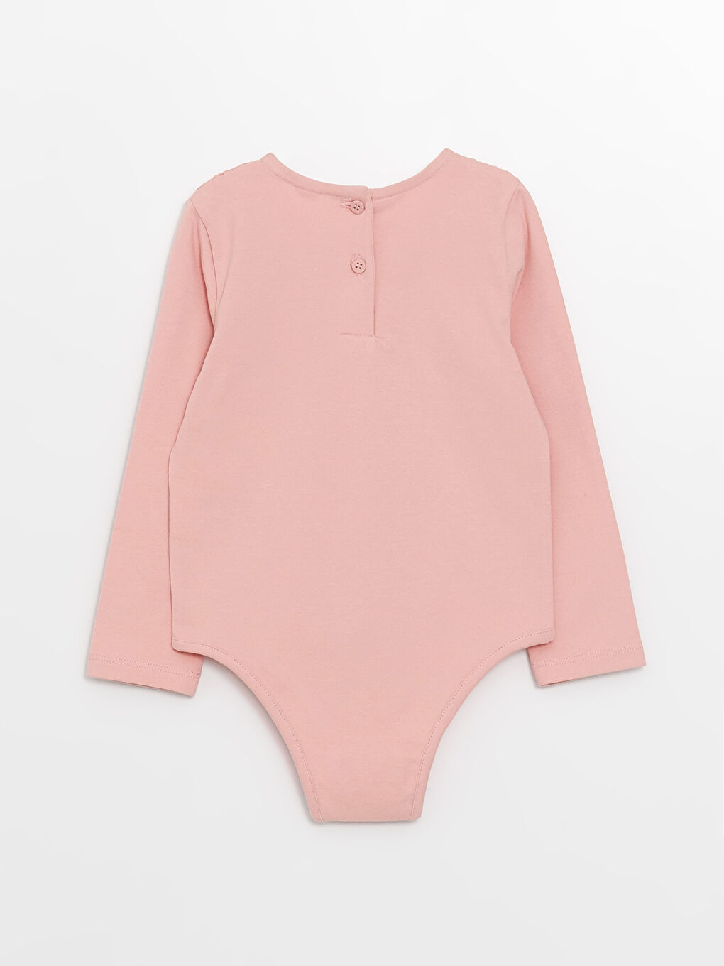 Дөңгелек жағалы ұзын жең кестеленген детальды қыз балаға арналған түймесі бар боди-1