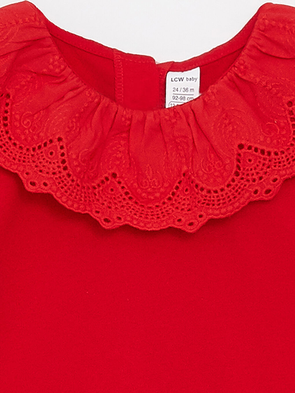 მრგვალი საყელოს მოკლე სახელოიანი მოქარგული დეტალებიანი ბავშვის გოგონას მაისური-2