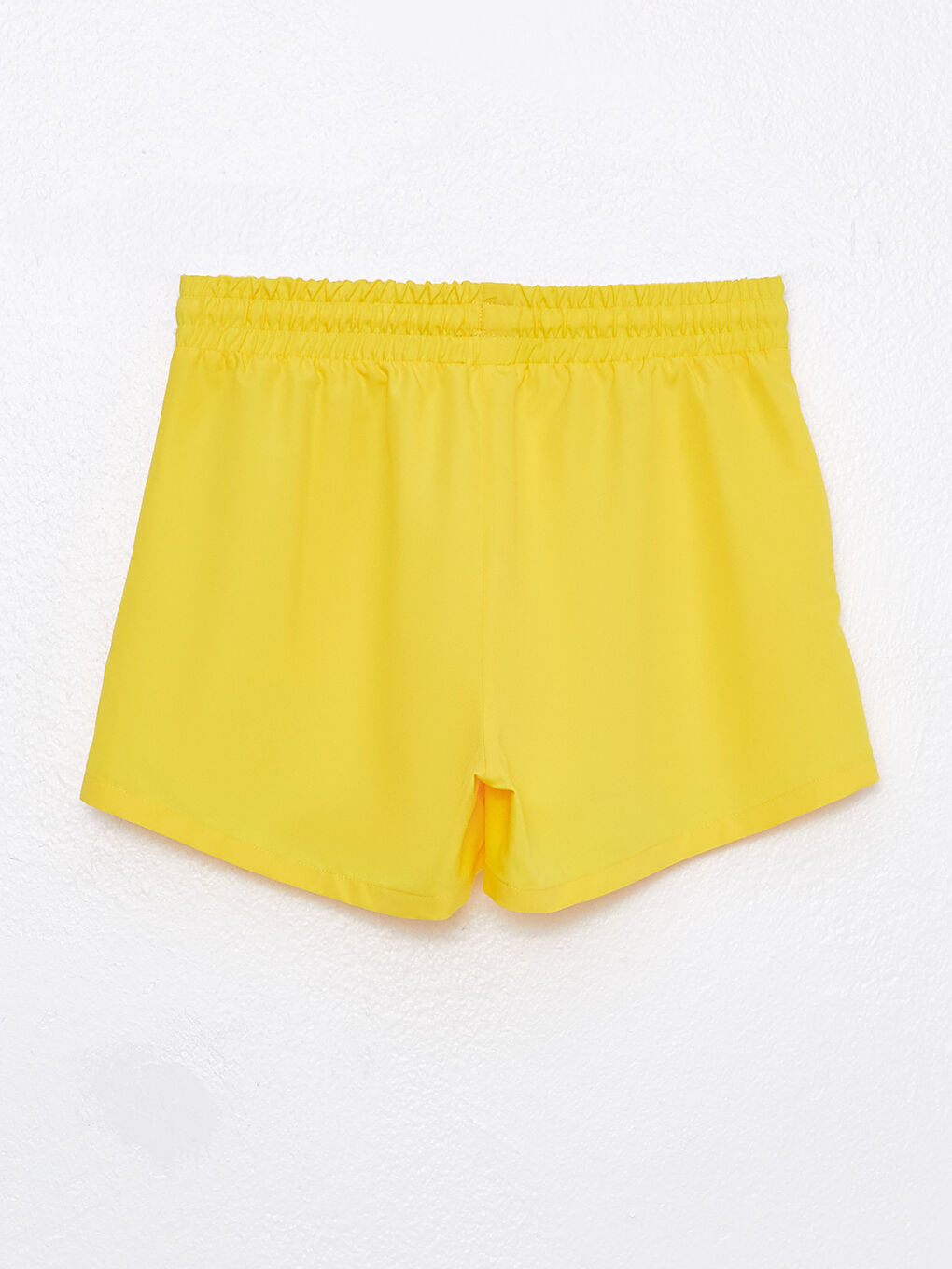 Sarı Beli Lastikli Düz Cepli Kadın Deniz Şortu-6