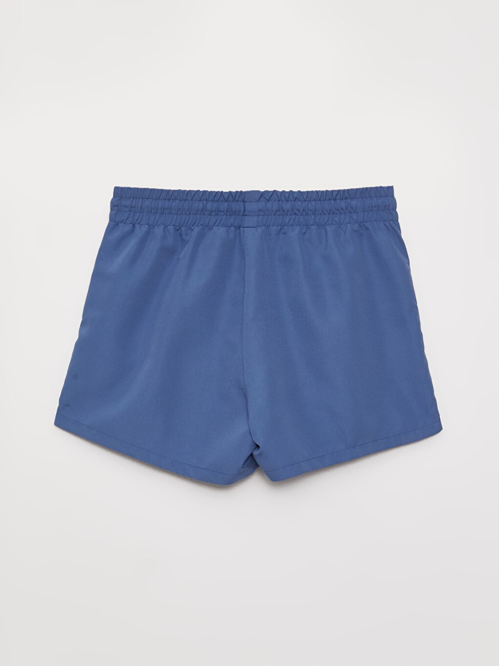 Mavi Beli Lastikli Düz Cepli Kadın Deniz Şortu-7