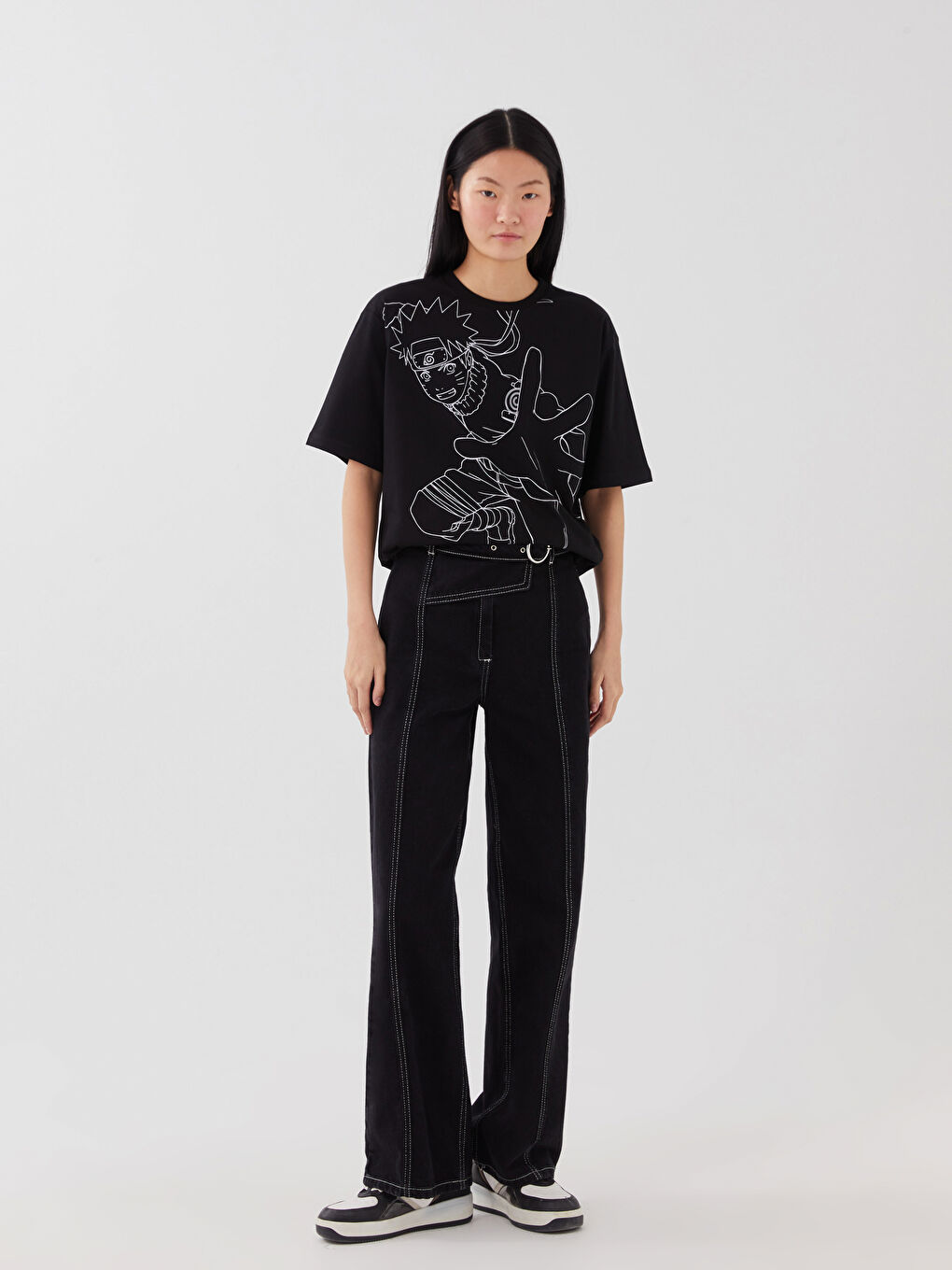 XSIDE T-shirt pour Femmes Oversize à Manches Courtes Imprimé Naruto à Col Rond -S3CE89Z8-HFF
