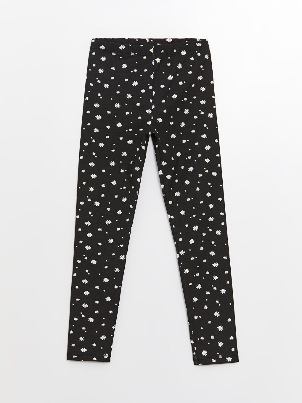 Siyah Beli Lastikli Baskılı Kız Çocuk Tayt