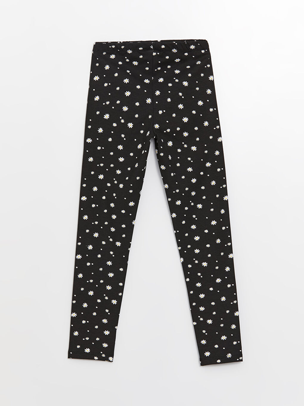 Siyah Beli Lastikli Baskılı Kız Çocuk Tayt-1