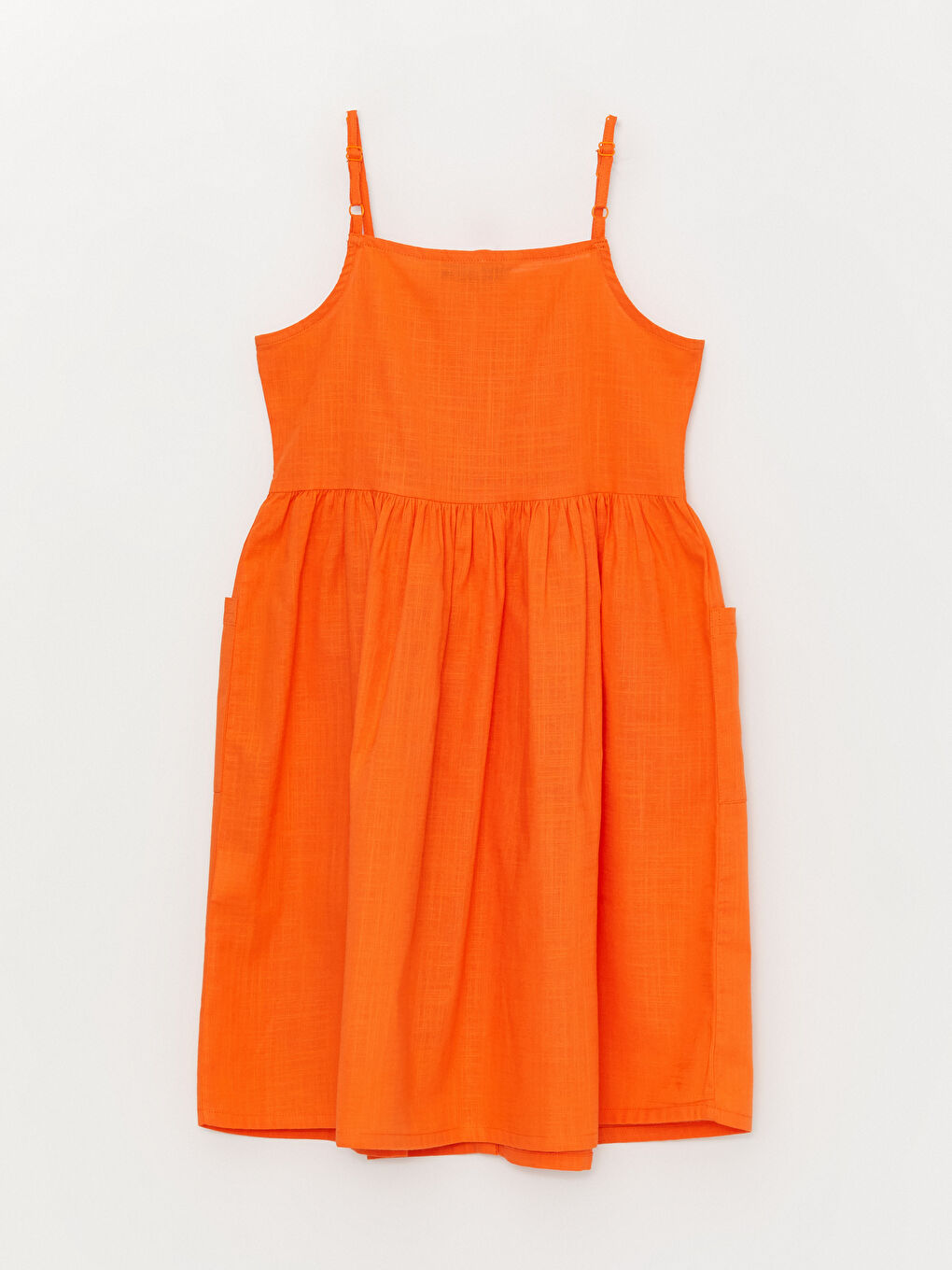 Rochie Simplă cu Bretele și Guler Pătrat pentru Fete-1