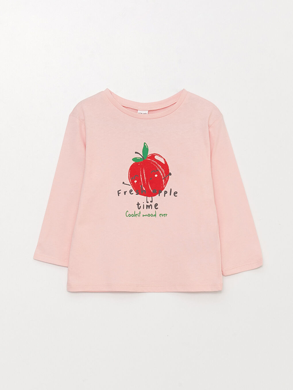 сәби қыздарға арналған принтті ұзын жең дөңгелек жағалы футболка