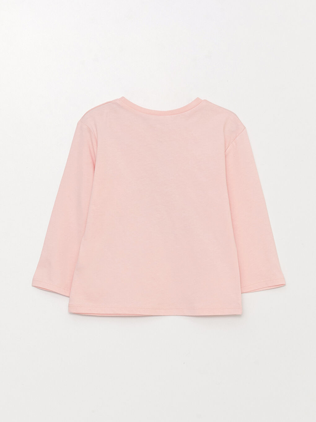 сәби қыздарға арналған принтті ұзын жең дөңгелек жағалы футболка-1