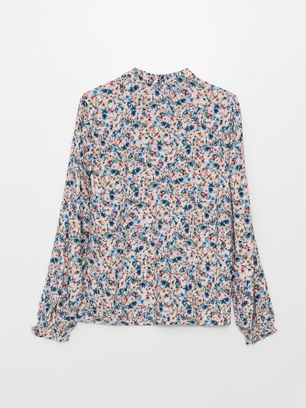 Tie Neck Patterned Long Sleeve Women's Blouse-6