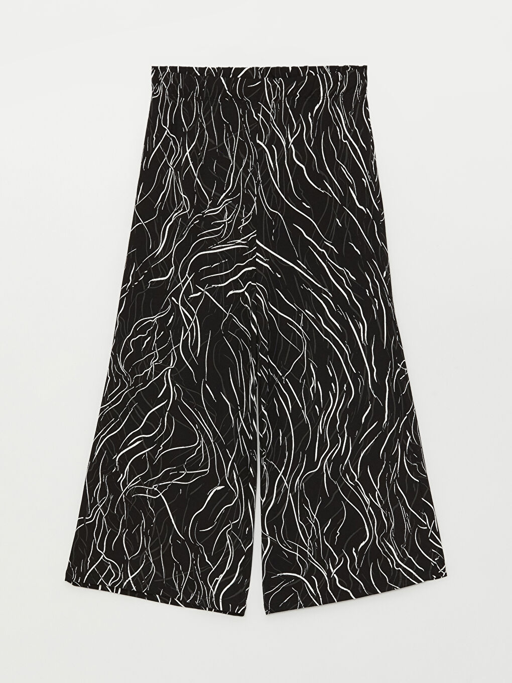 Siyah Beli Lastikli Desenli Kadın Kapri-5