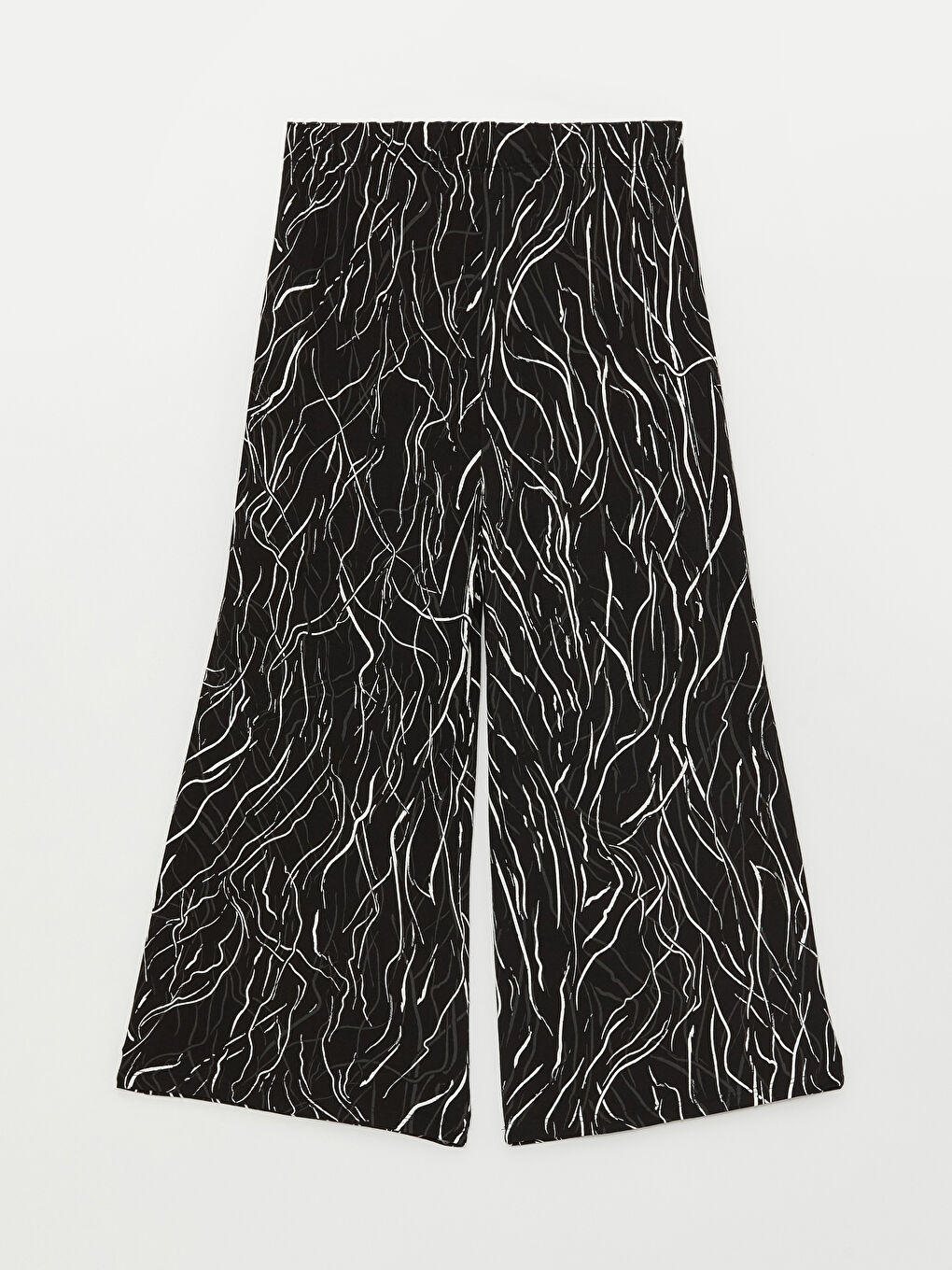 Siyah Beli Lastikli Desenli Kadın Kapri-6