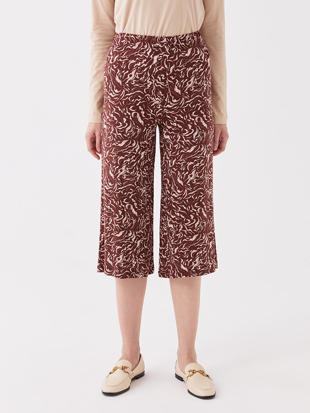 LCW Grace Patterned Women's Capri with Elastic Waist -S3CF28Z8-LQY