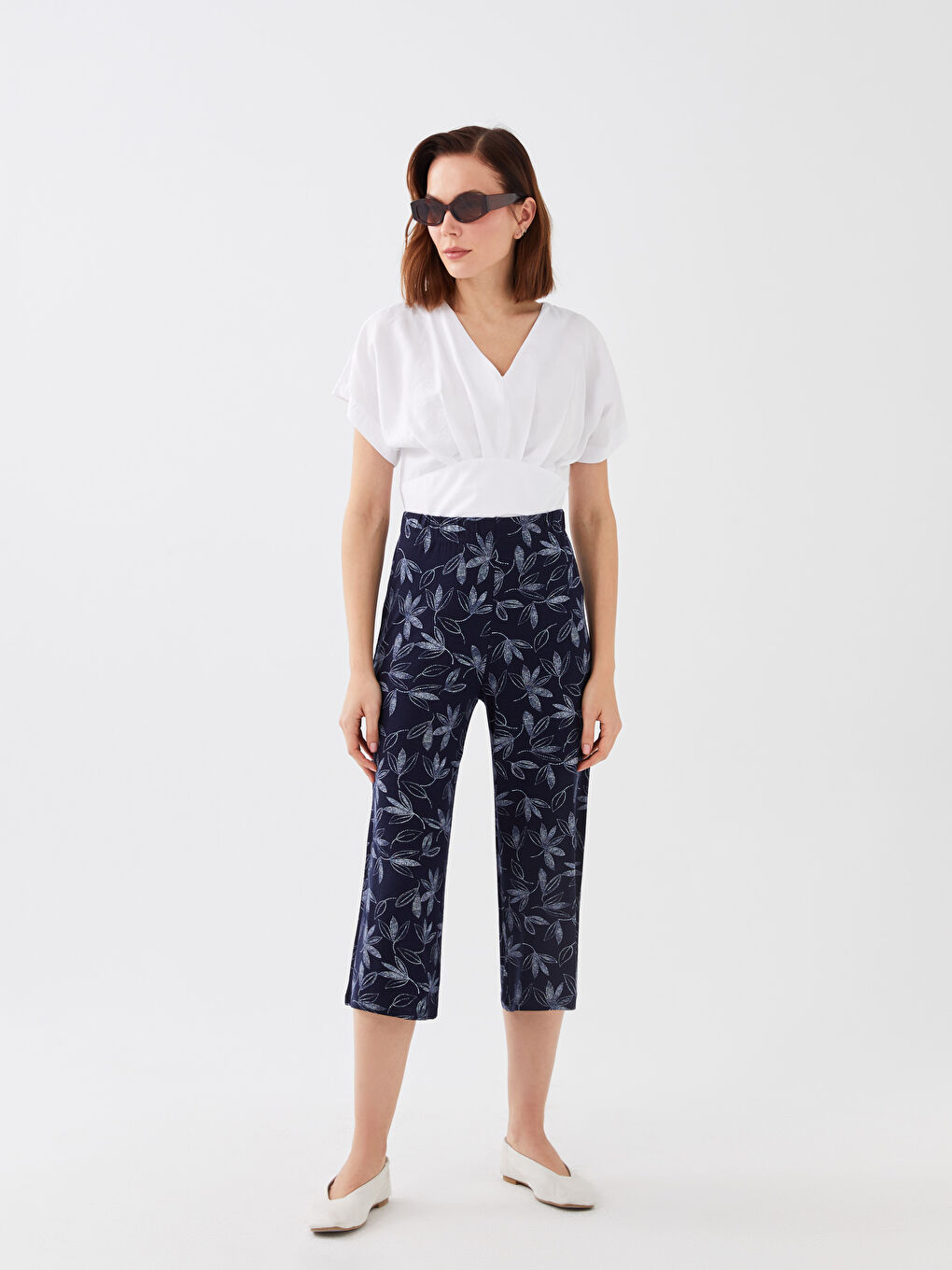 Women's Capri with Elastic Waist Pattern -S3CF28Z8-LSF