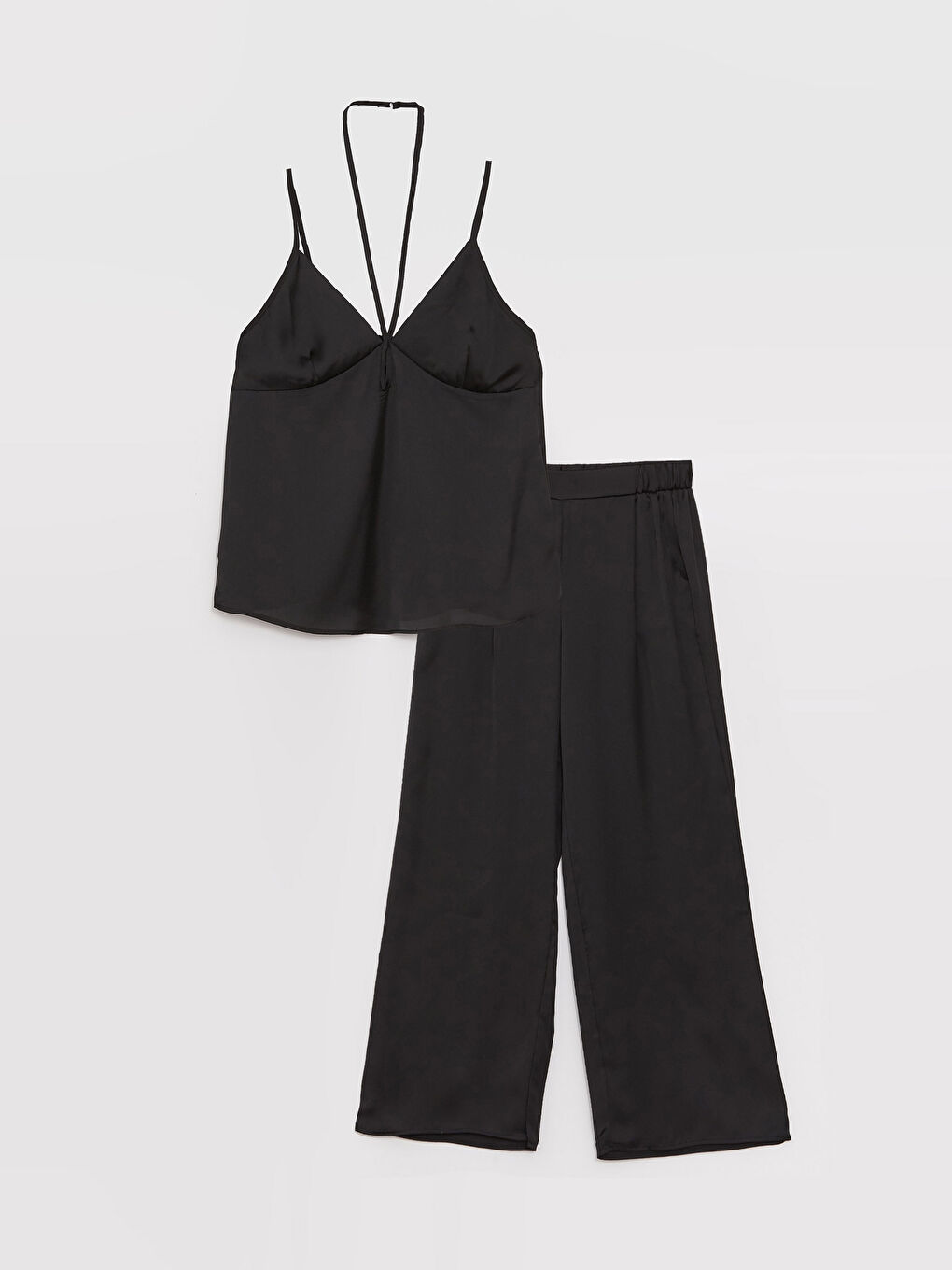 V-Neck Straight Strap Satin Women's Pajamas Set -S3CF35Z8-CVL