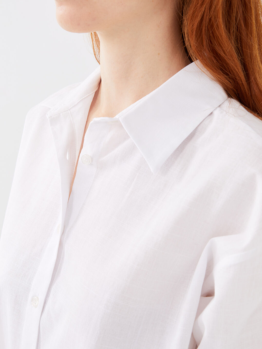 Tunică Cămașă Supradimensionată Simplă cu Mânecă Lungă pentru Femei-3