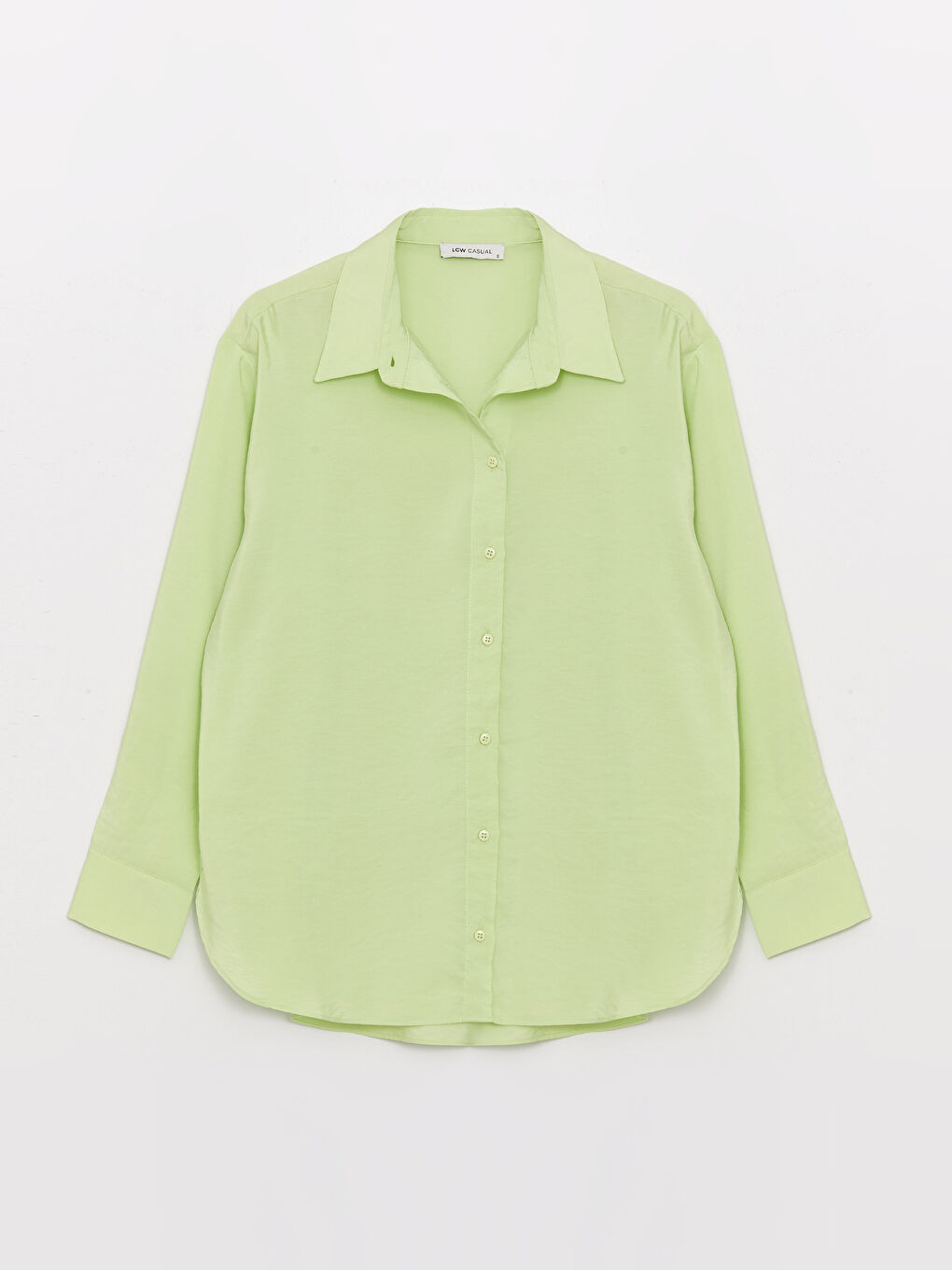 Yeşil Düz Uzun Kollu Oversize Kadın Gömlek-5
