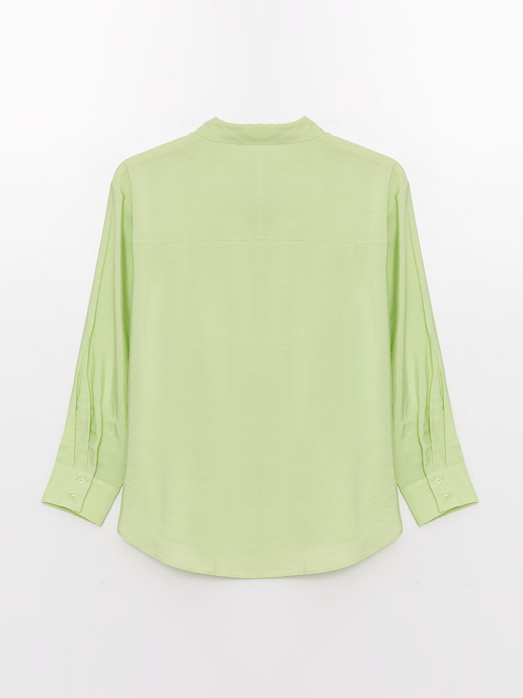 Yeşil Düz Uzun Kollu Oversize Kadın Gömlek-6