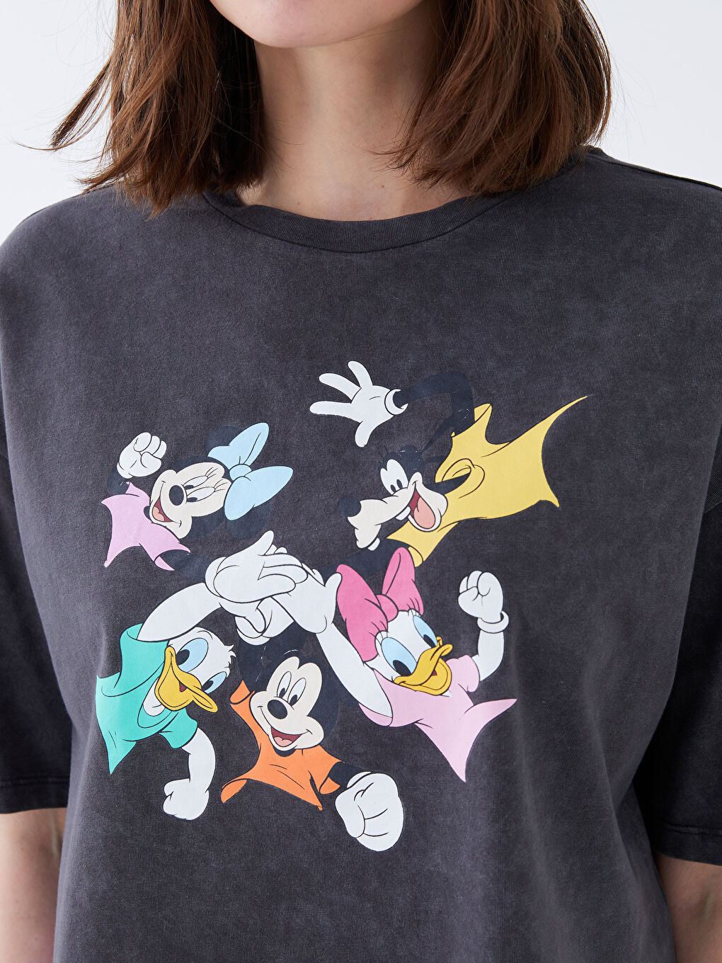 Crew Neck Mickey and Friends Printed Short Sleeve Women's Crop Top-2