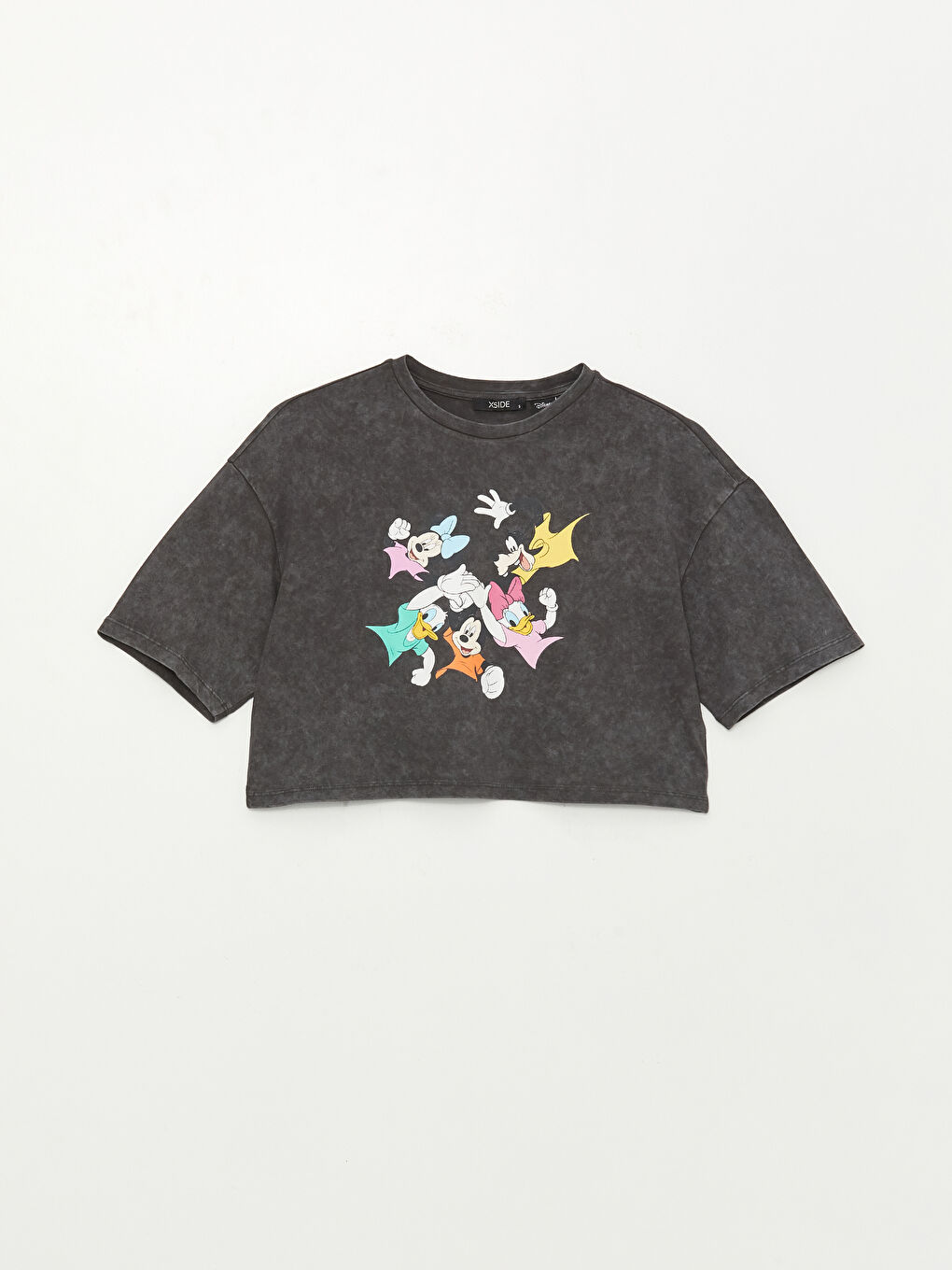 Crew Neck Mickey and Friends Printed Short Sleeve Women's Crop Top-6