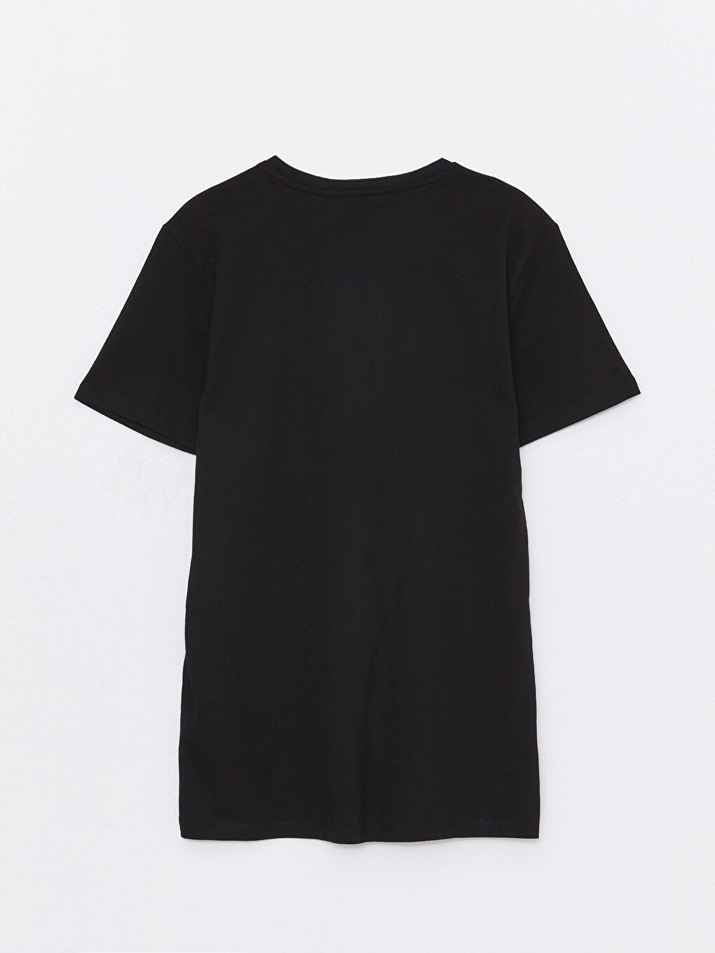 Siyah Bisiklet Yaka Kısa Kollu Nakışlı Penye Erkek Tişört-6