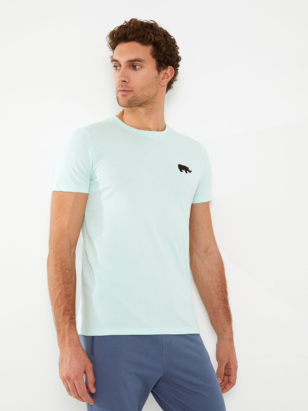 Crew Neck Short Sleeve Embroidered Combed Combed Men's T-Shirt -S3CF68Z8-FQX