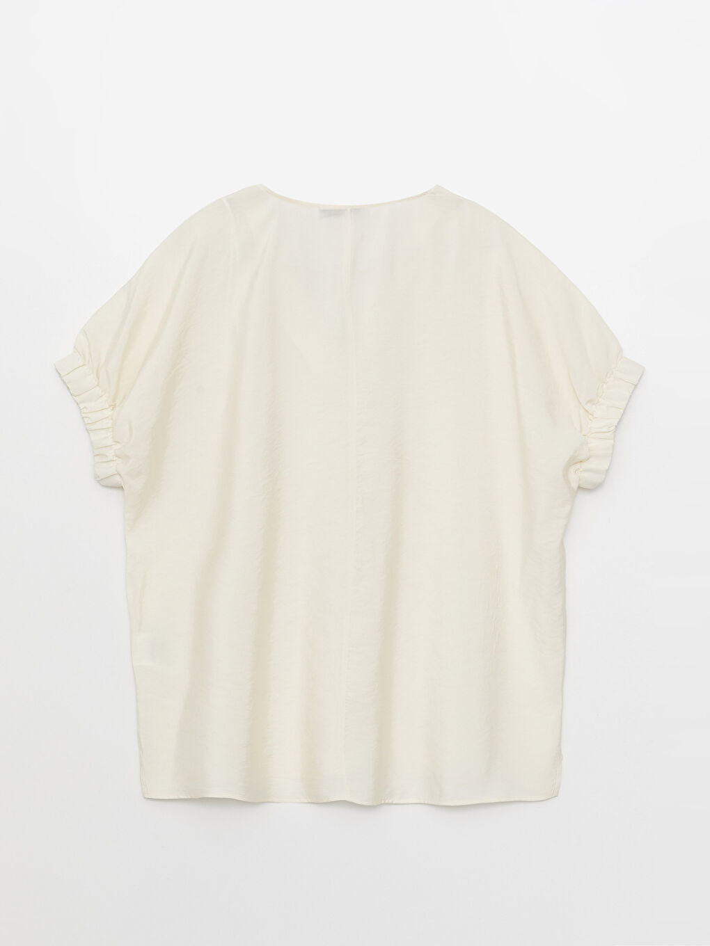 Notch Neck Plain Short Sleeve Women's Blouse-6