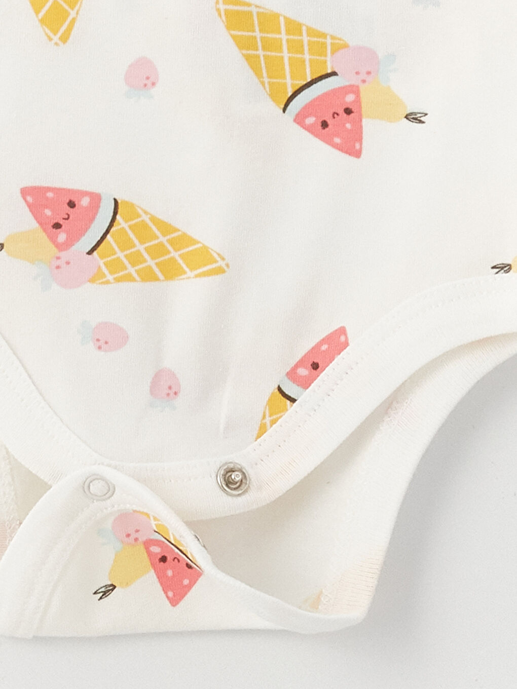 Круглый вырез, короткий рукав, с принтом, комплект из боди с кнопками и брюк для малышки девочки, 2 предмета-3