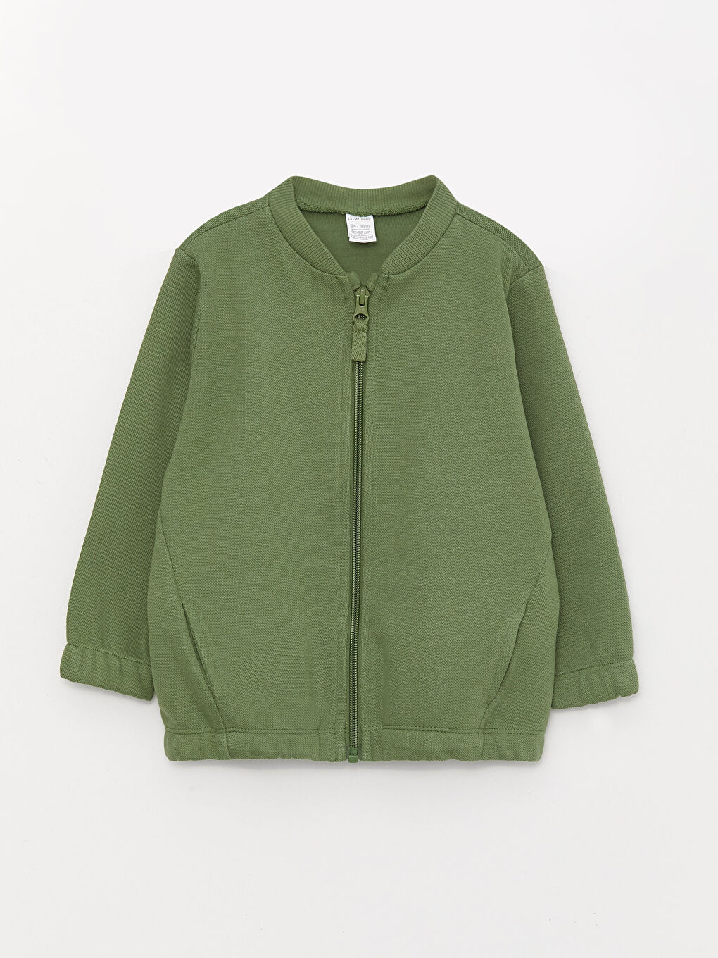 Yeşil Kolej Yaka Uzun Kollu Erkek Bebek Fermuarlı Sweatshirt