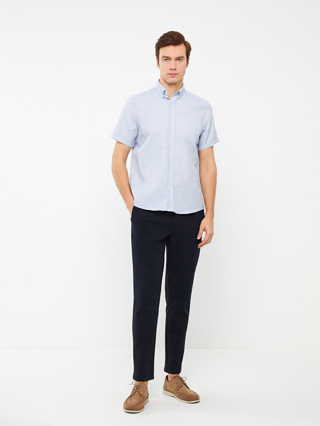 LCWAIKIKI Classic Regular Fit Short Sleeve Dobby Men's Shirt -S3CF83Z8-HRA