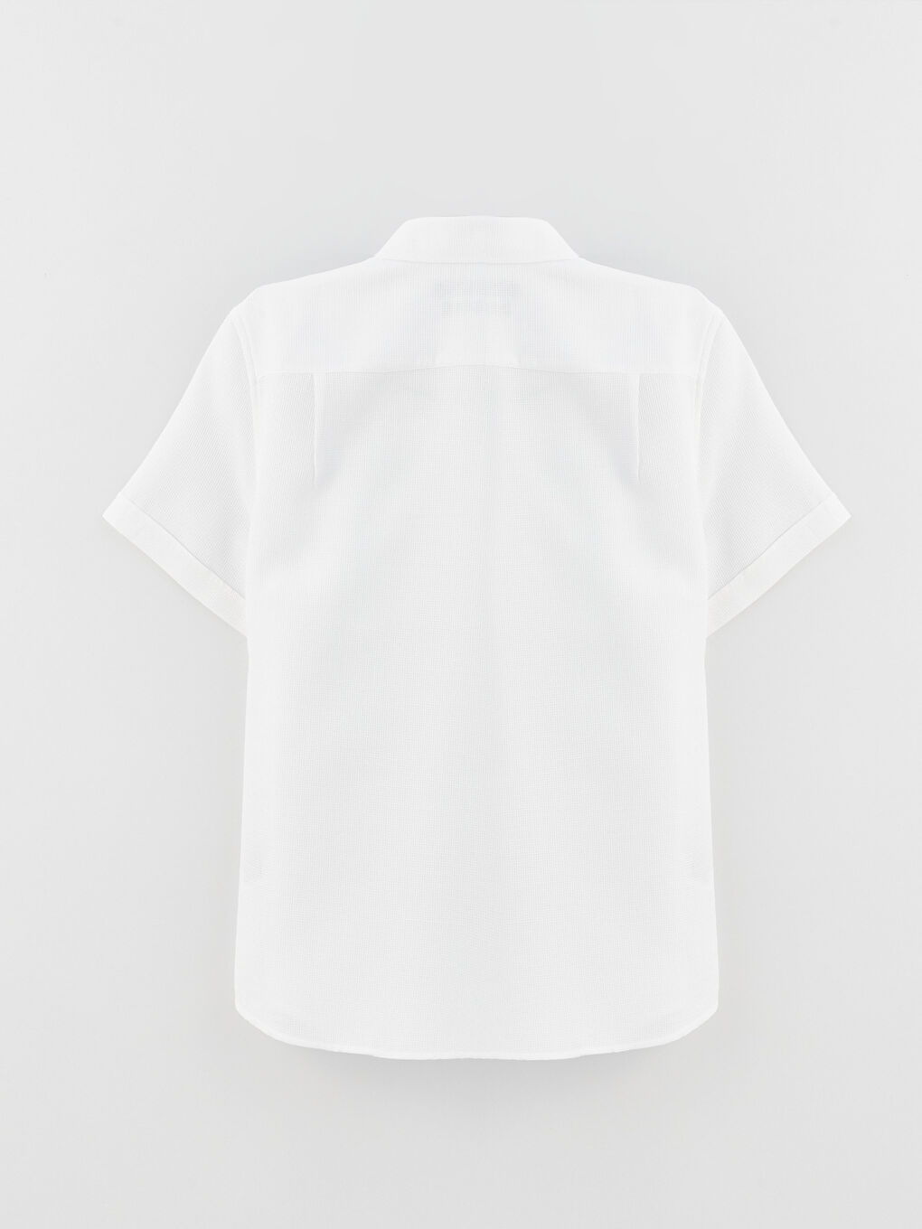 Beyaz Regular Fit Kısa Kollu Armürlü Erkek Gömlek-6