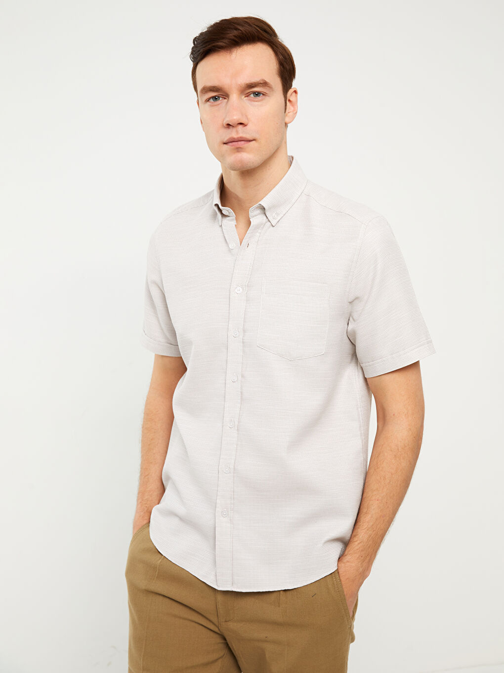 LCWAIKIKI Classic Regular Fit Short Sleeve Dobby Men's Shirt -S3CF83Z8-SXL