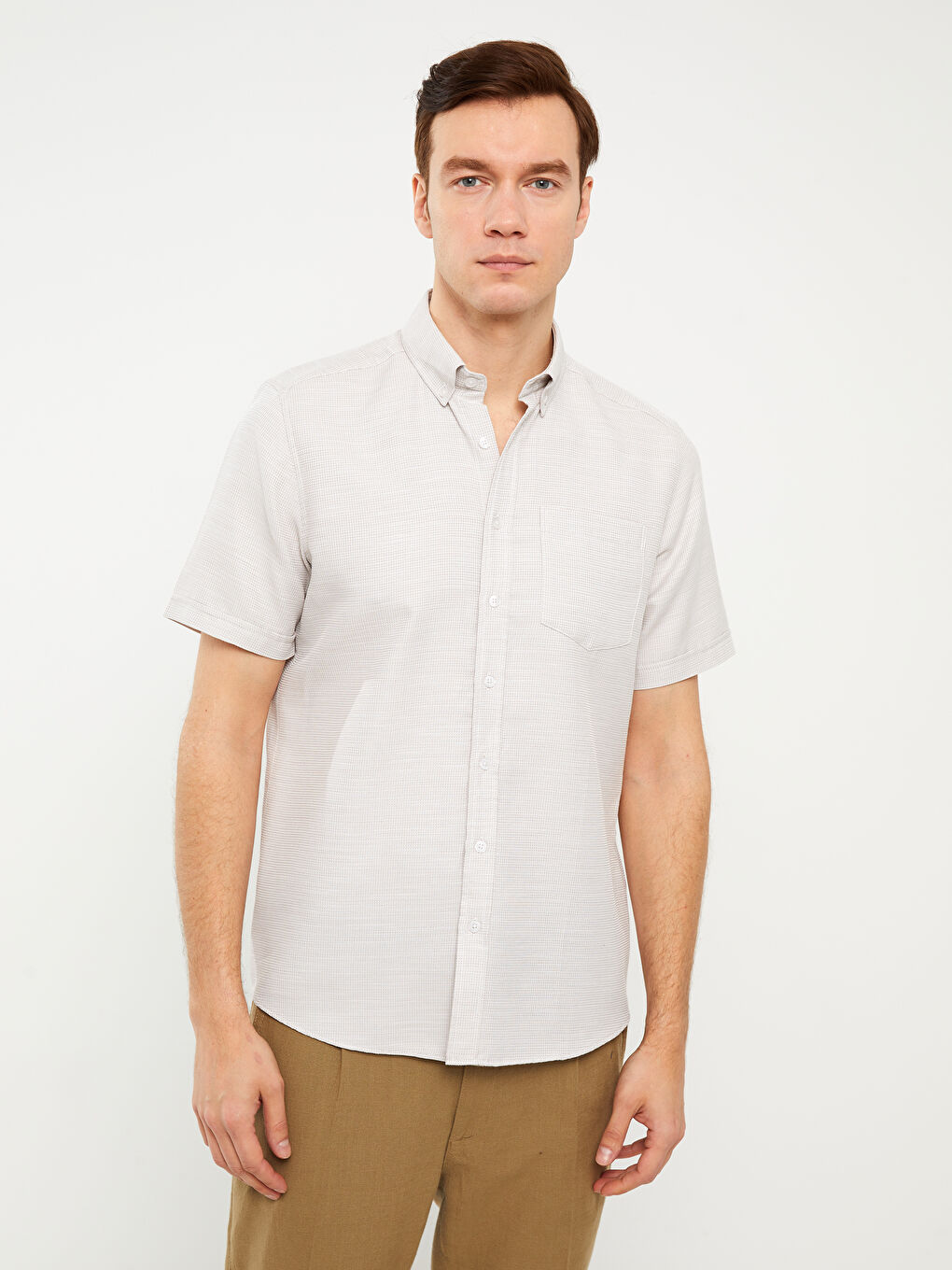 LCWAIKIKI Classic Regular Fit Short Sleeve Dobby Men's Shirt -S3CF83Z8-SXL