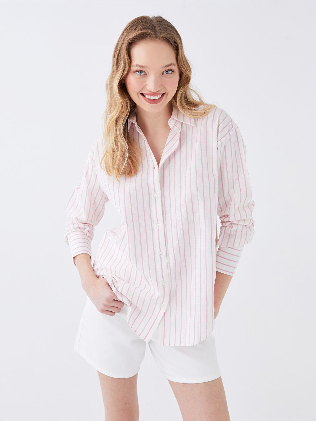 LC Waikiki Striped Oversize Women's Shirt Tunic -S3CF93Z8-LHK