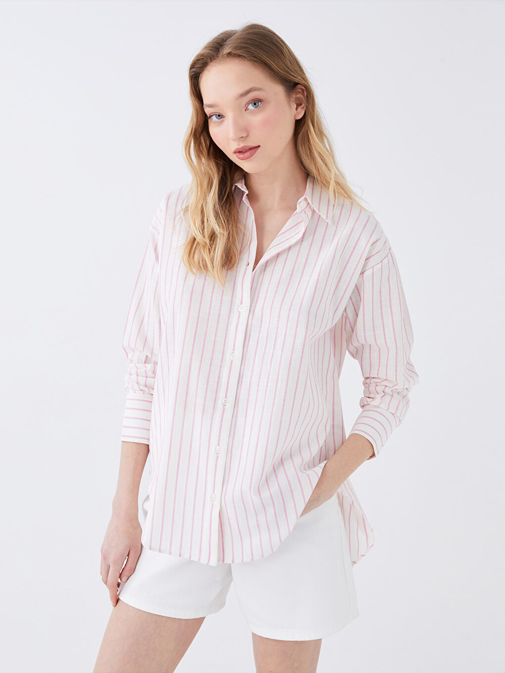 LC Waikiki Striped Oversize Women's Shirt Tunic -S3CF93Z8-LHK