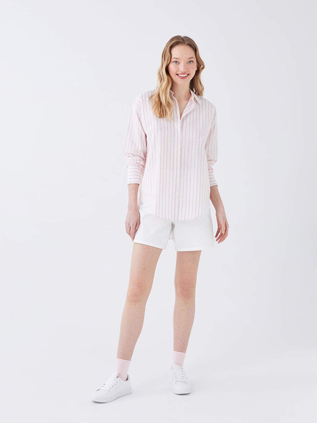 LC Waikiki Striped Oversize Women's Shirt Tunic -S3CF93Z8-LHK