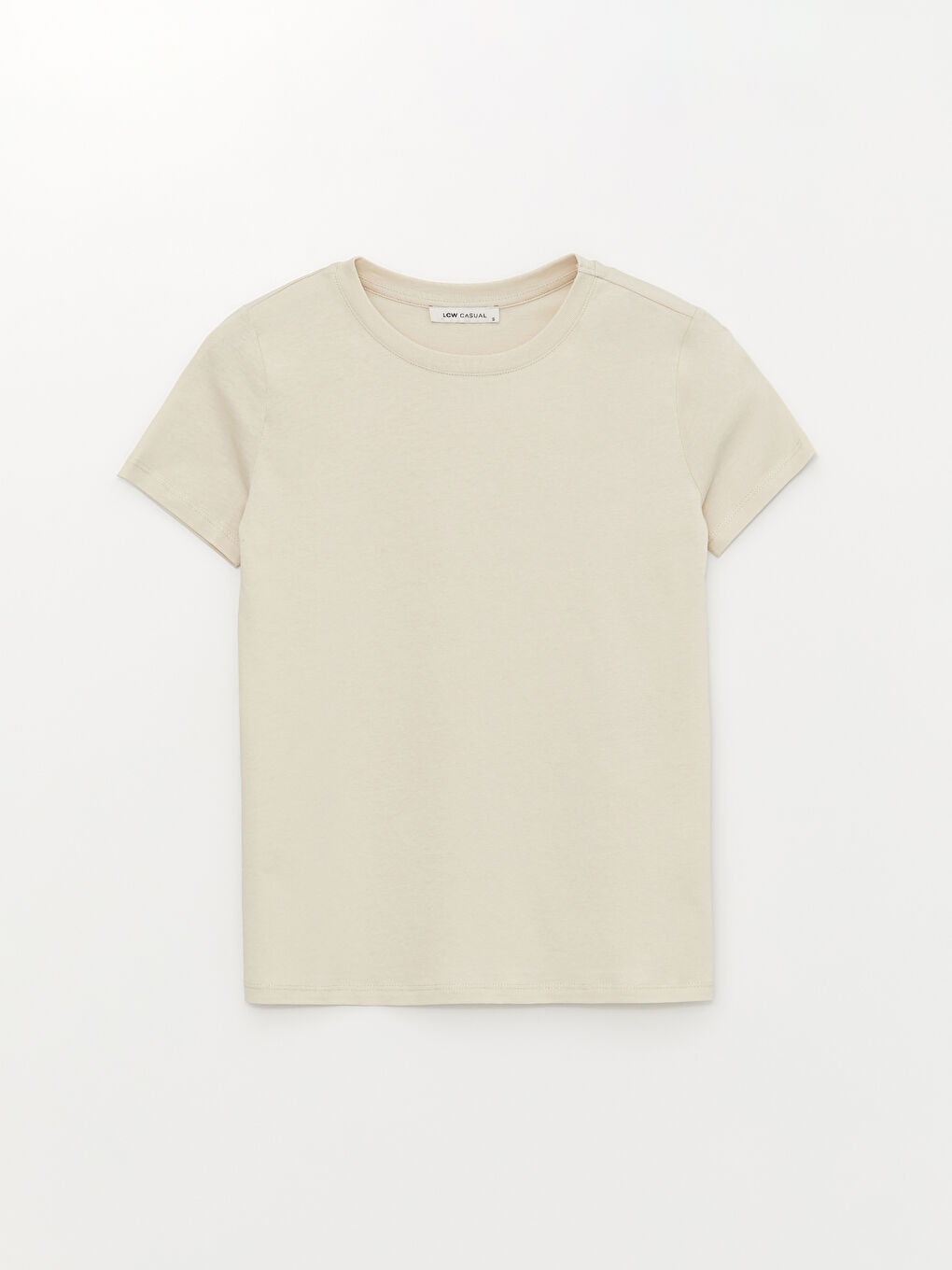 T-shirt pour Femmes à Manches Courtes Uni à Col Rond-5