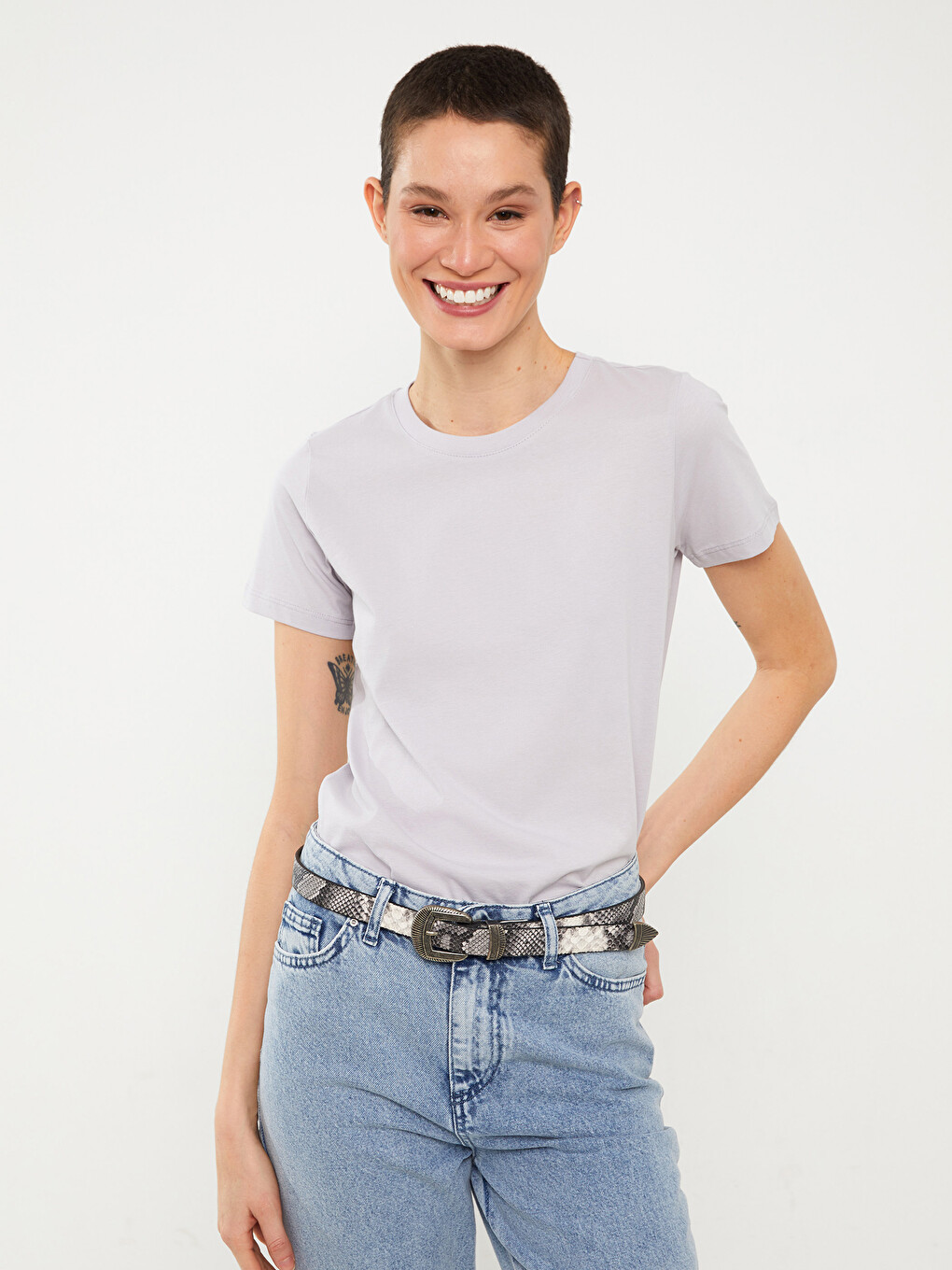T-shirt Me Jakë Të Rrumbullakët, E Thjeshtë, Me Mëngë Të Shkurtra Për Gra-1