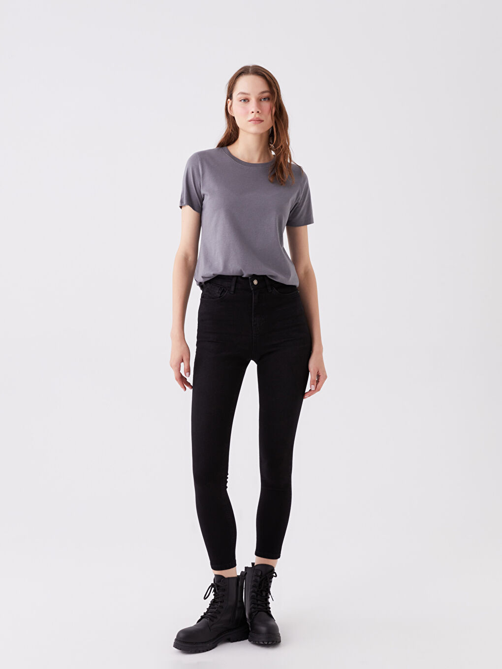 Crew Neck Plain Short Sleeve Women's T-Shirt-2