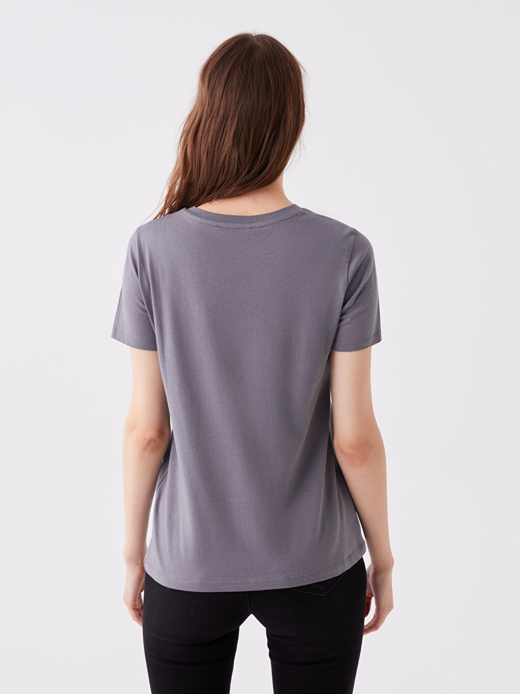 Crew Neck Plain Short Sleeve Women's T-Shirt-4