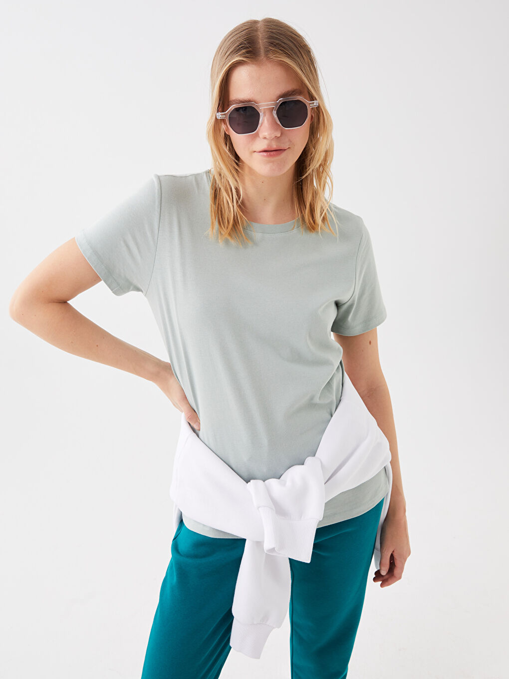 Crew Neck Plain Short Sleeve Women's T-Shirt