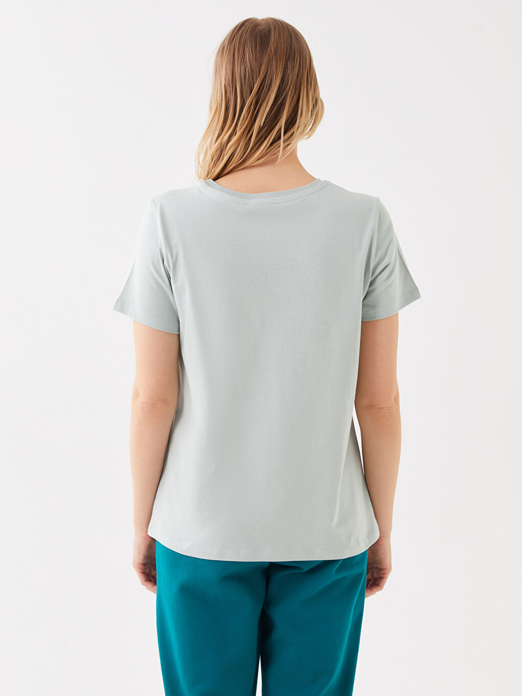 Crew Neck Plain Short Sleeve Women's T-Shirt-4
