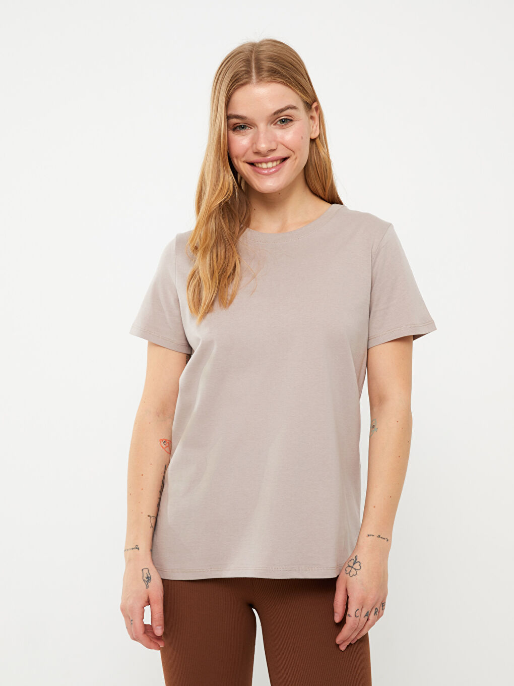 Crew Neck Plain Short Sleeve Women's T-Shirt