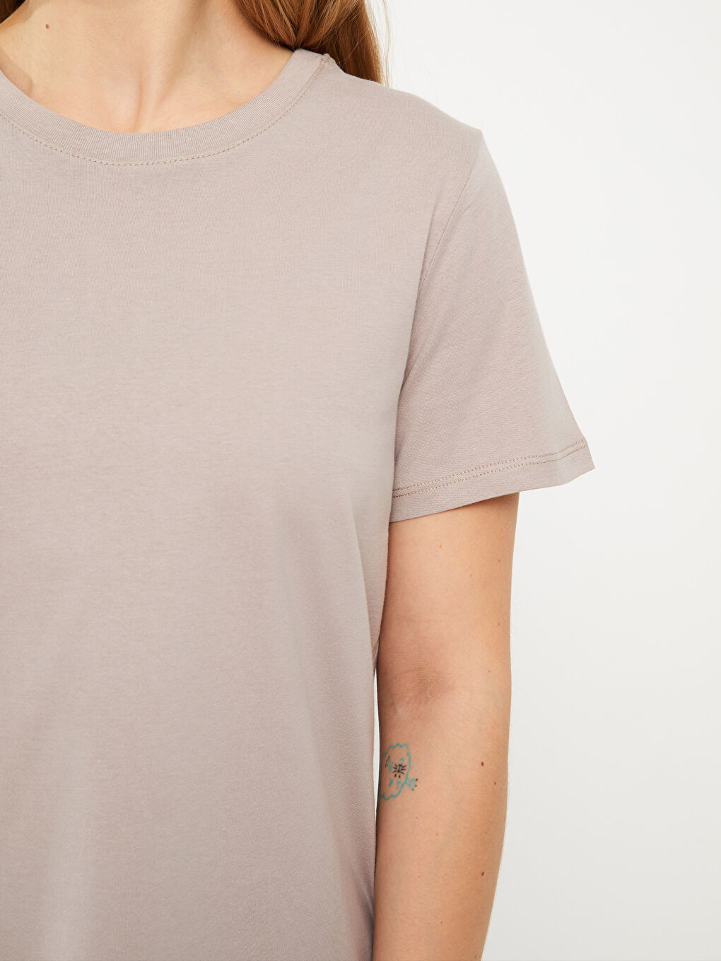 Crew Neck Plain Short Sleeve Women's T-Shirt-3