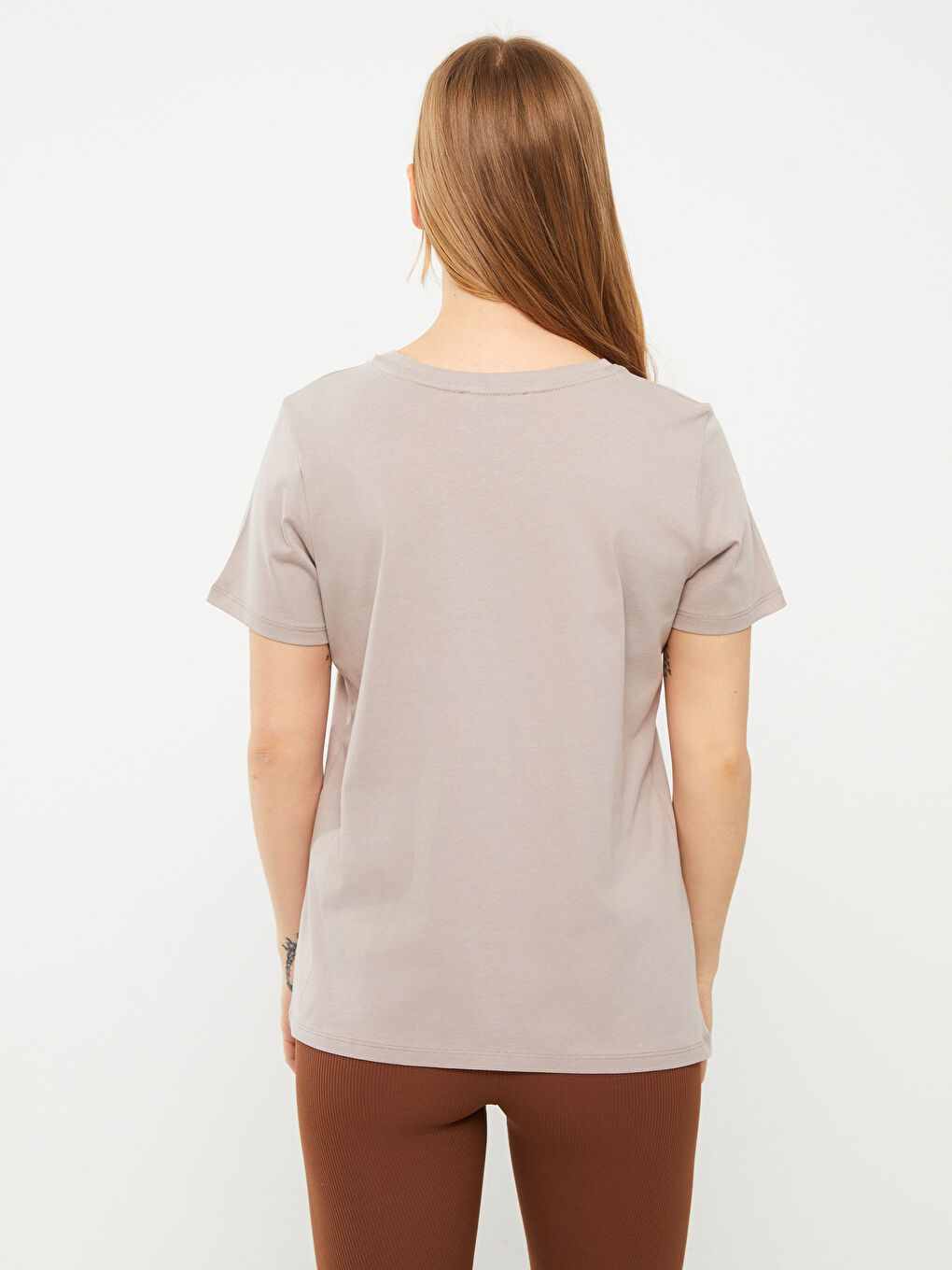 Crew Neck Plain Short Sleeve Women's T-Shirt-4