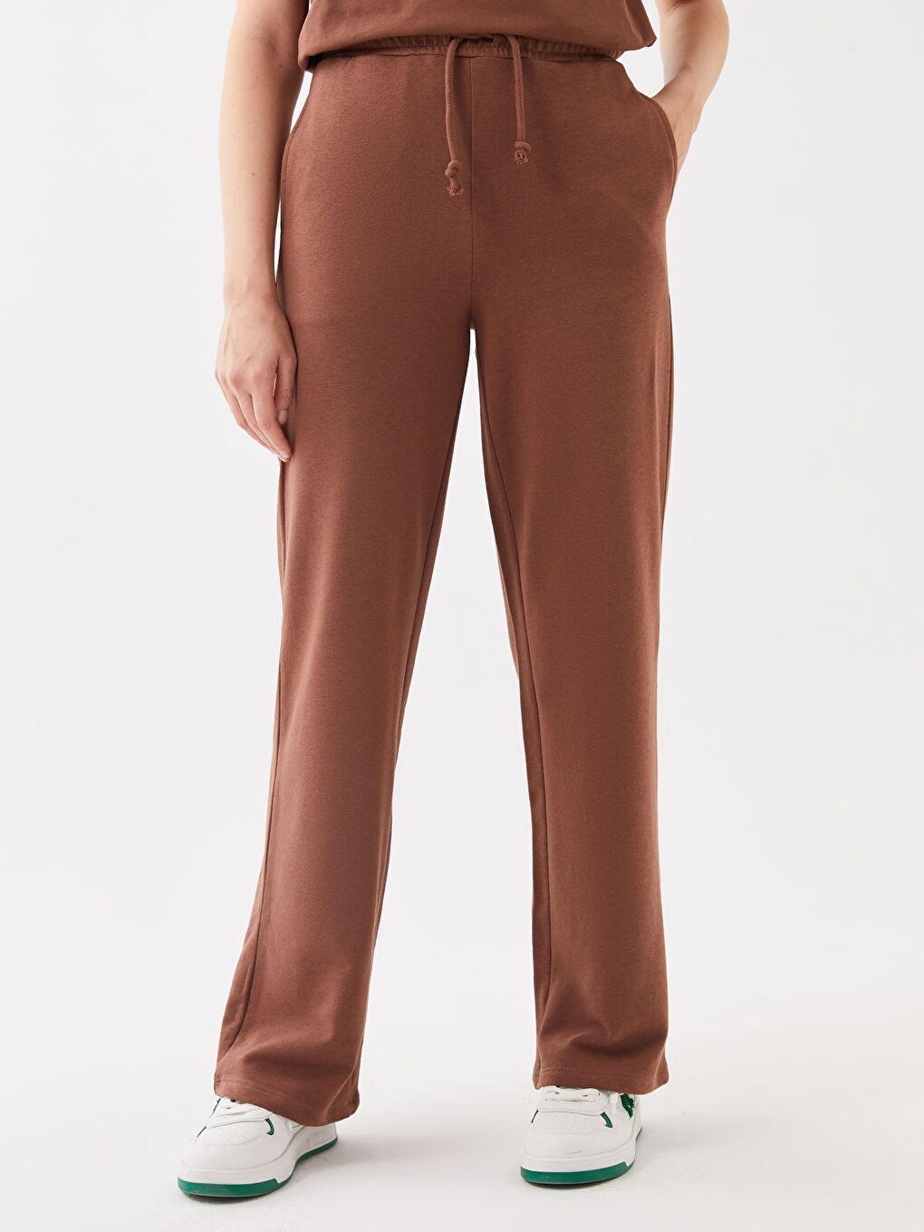 Elasticated Waist Plain Wide Leg Women's Sweatpants-2