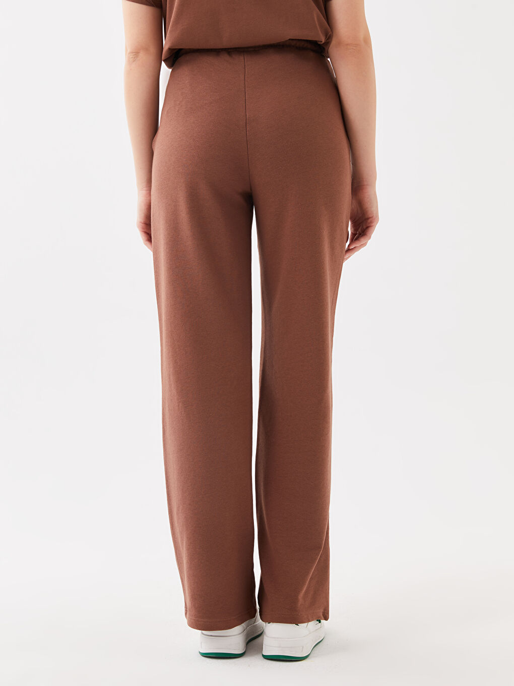 Elasticated Waist Plain Wide Leg Women's Sweatpants-3