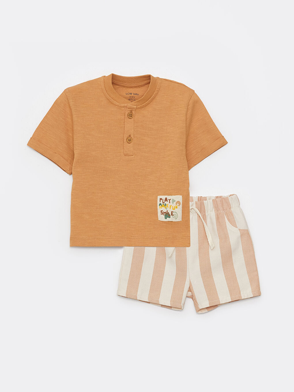 Set 2 Piese Tricou cu Mânecă Scurtă și Pantaloni Scurți pentru Bebeluși Băieți cu Guler Rotund