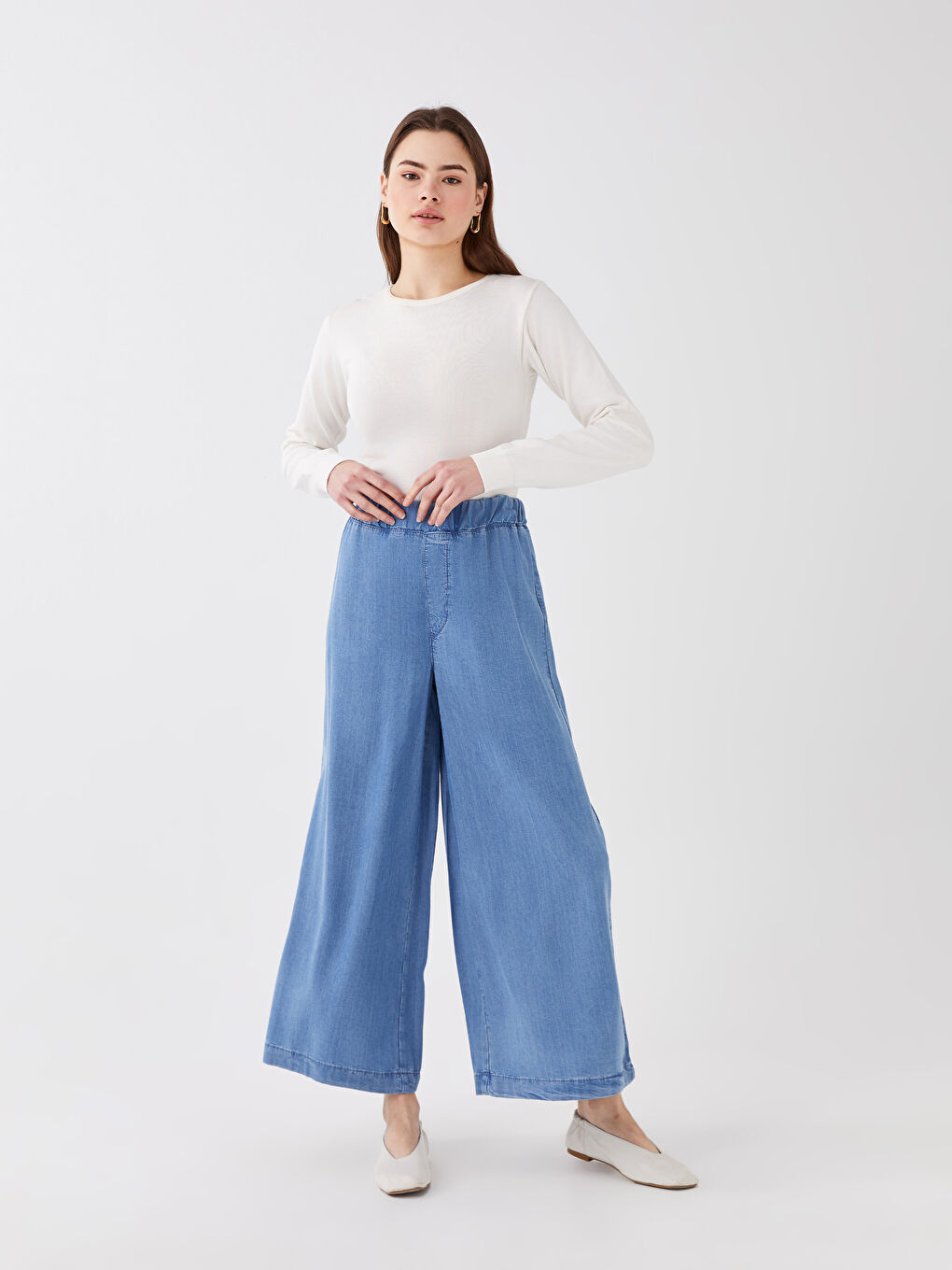 İndigo Rahat Kalıp Kadın Jean Pantolon