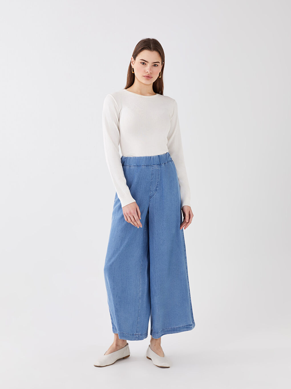 İndigo Rahat Kalıp Kadın Jean Pantolon-1