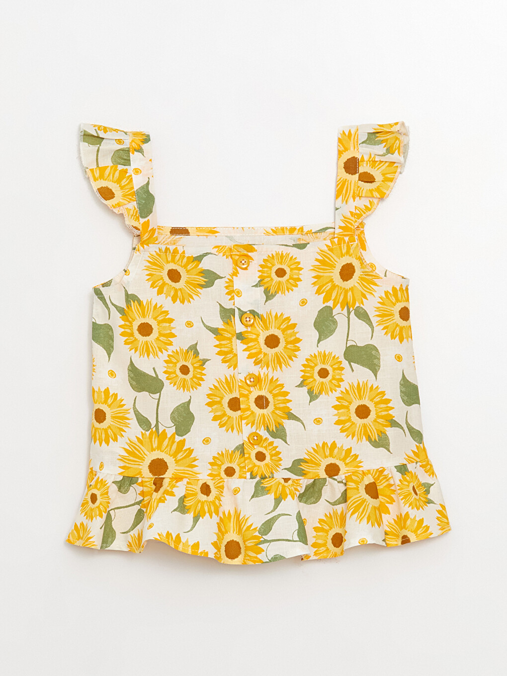 Square Neck Patterned Girl's Blouse and Skirt-1