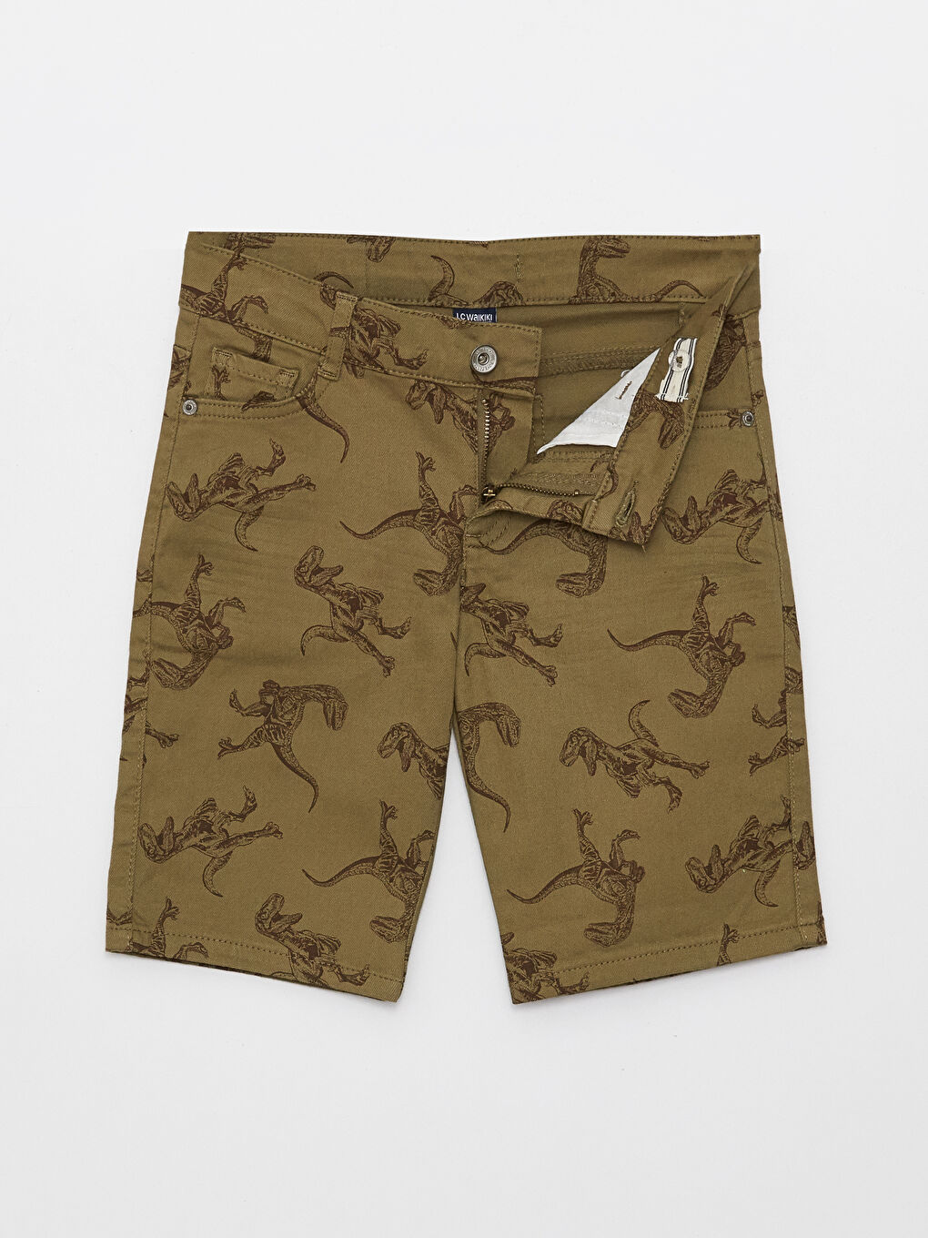 Haki Desenli Gabardin Erkek Çocuk Şort-3