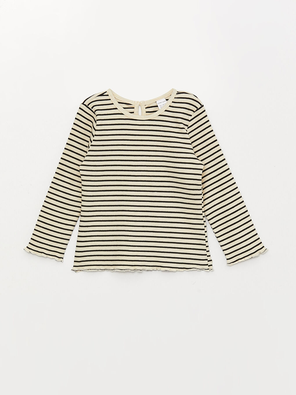 Crew Neck Long Sleeve Striped Baby Girls' T-Shirt
